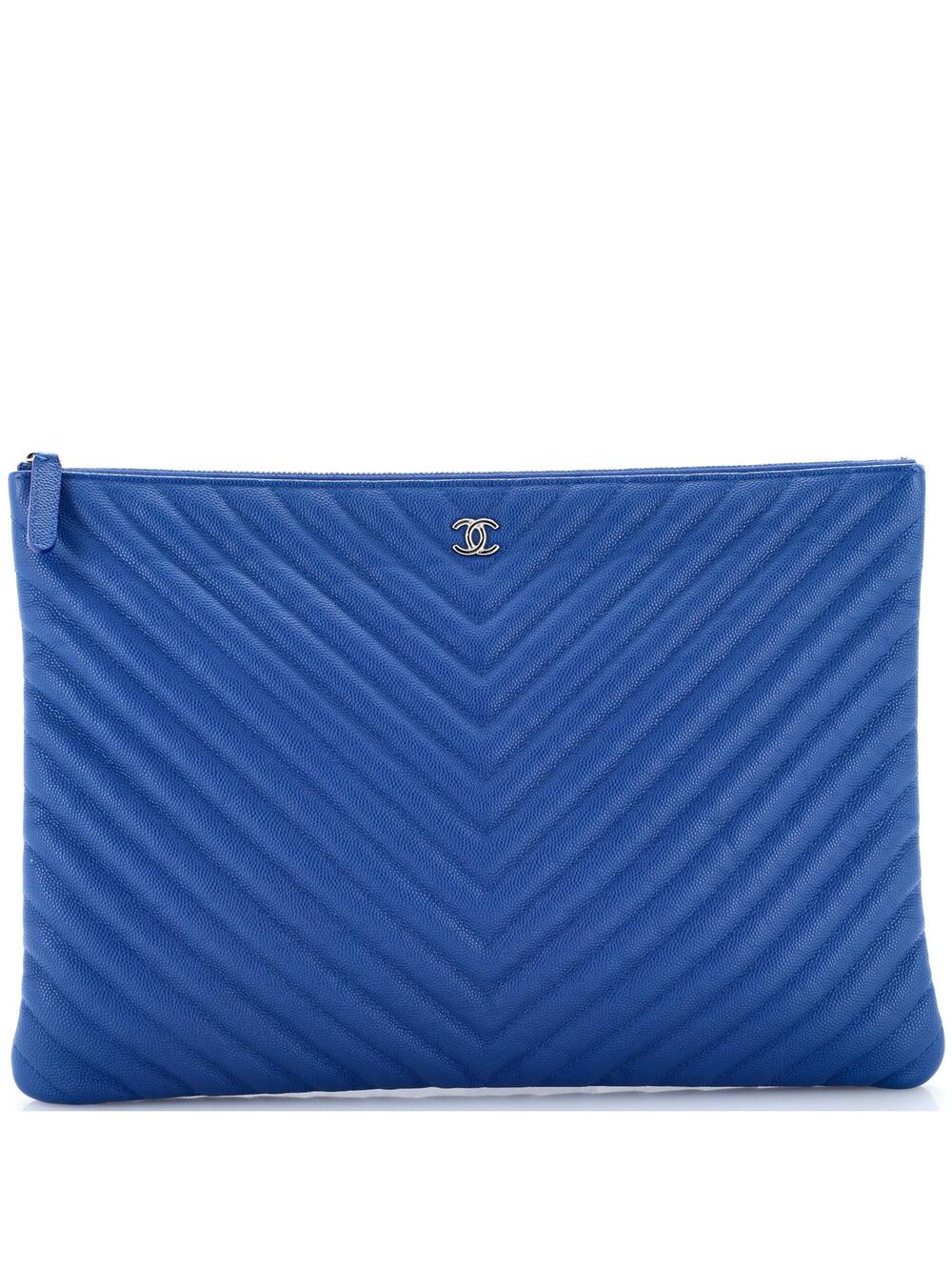 Chanel O Case Clutch Chevron Caviar #303400C12B